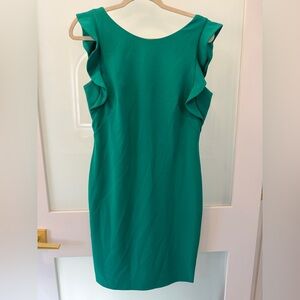 Calvin Klein Emerald Green Ruffle Midi Dress